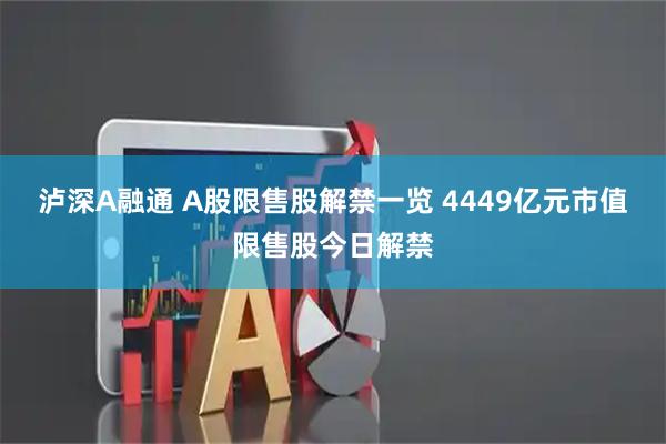 泸深A融通 A股限售股解禁一览 4449亿元市值限售股今日解禁