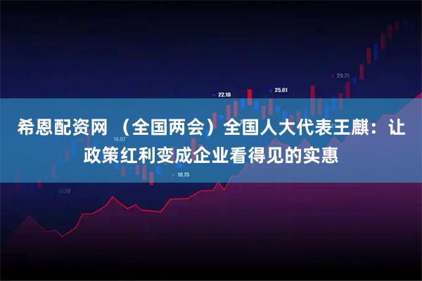 希恩配资网 (全国两会)全国人大代表王麒:让政策红利变成企业看得见的实惠